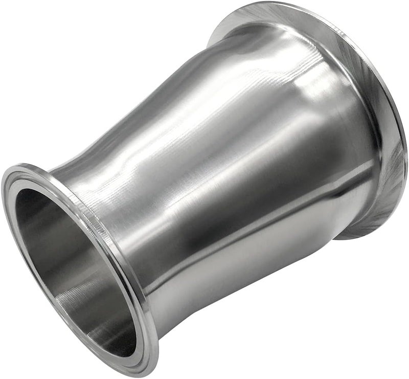 Fitvell Sanitary Fitting Reducer Fitting Stainless Steel Tri Clamp Ferrule Style 4" Tube OD to 3" Tube OD - Image 1